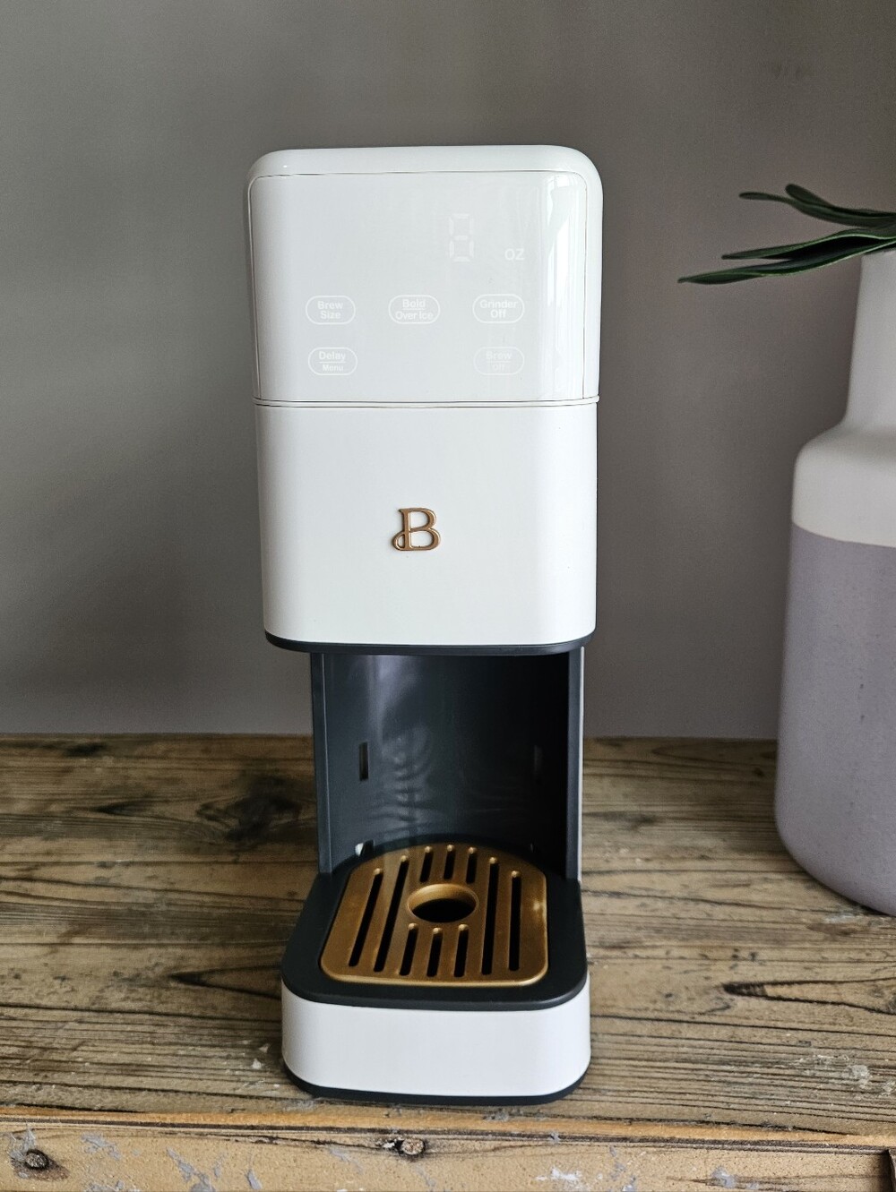 Beautiful by Drew Perfect Grind Single Serve Coffee Maker White